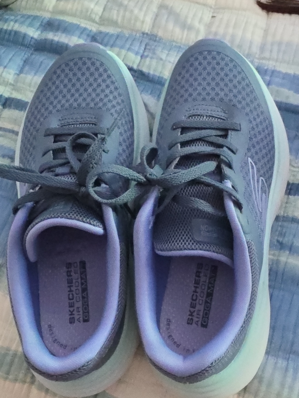 Skechers Women's Lavender/Blue Mesh Lace-Up Sneakers